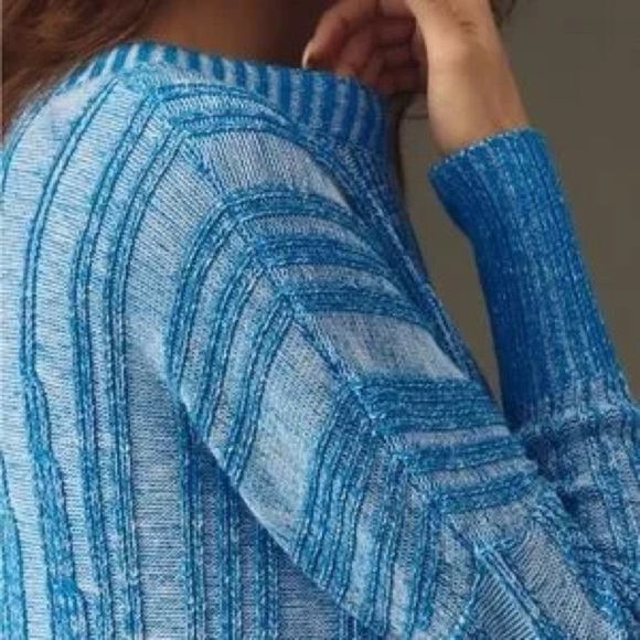 Pilcro High-Low Hem Lightweight Knit Blue Striped Women's Sweater Size XXS - Picture 3 of 13